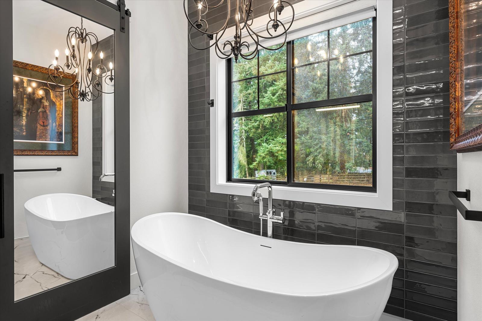 Soaking tub by the window