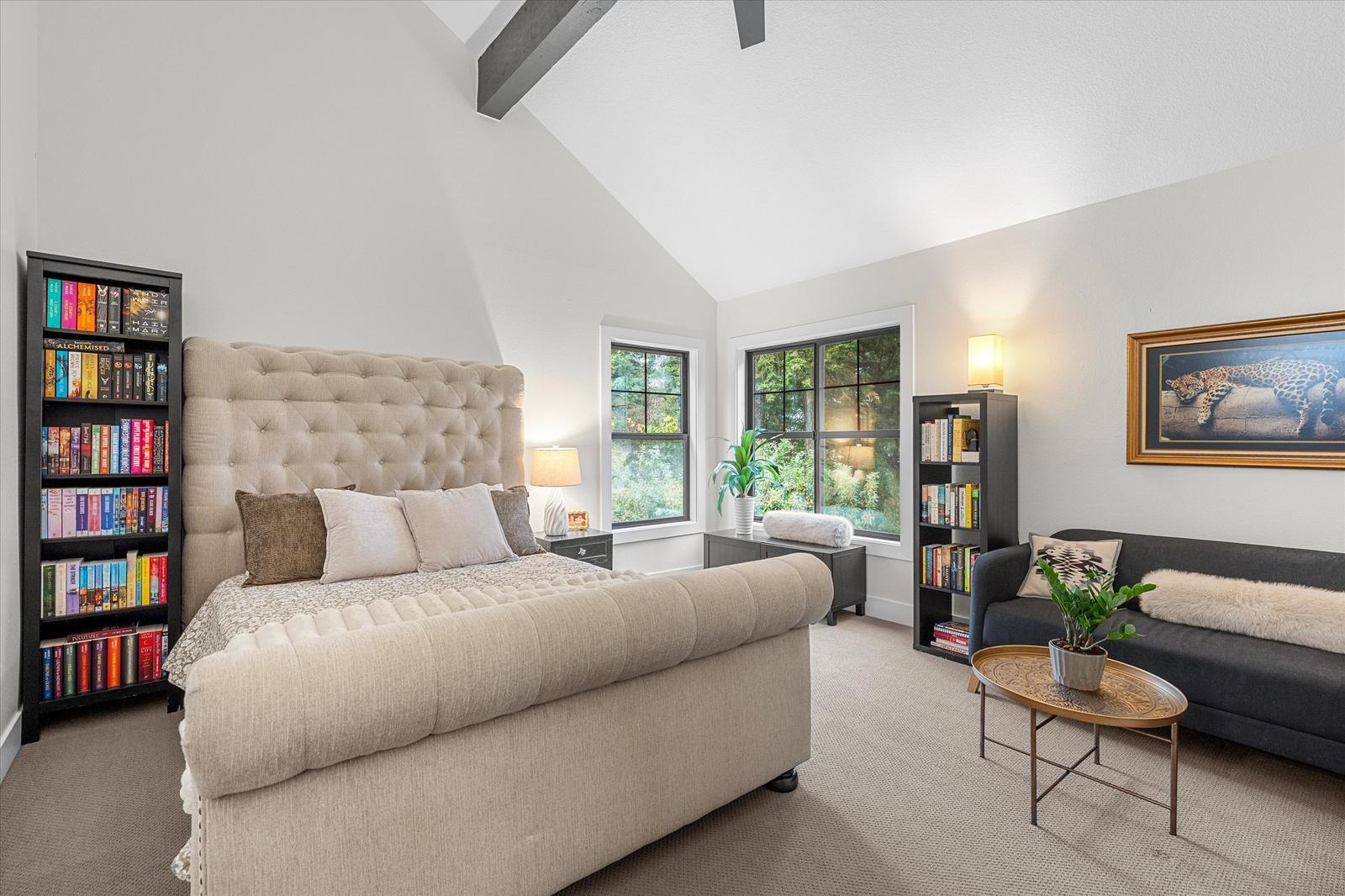 Second vaulted bedroom with sitting area